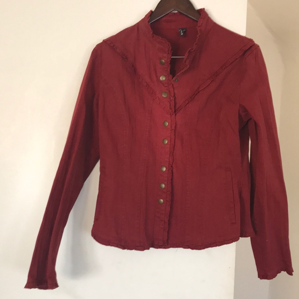 Red button down light jacket /shirt